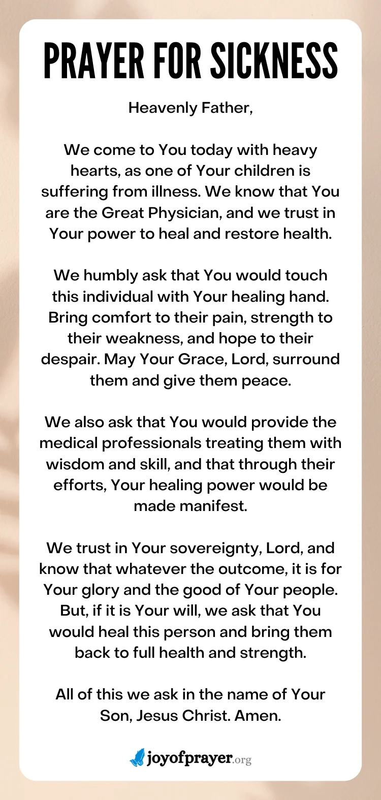 Prayer for Sickness Image